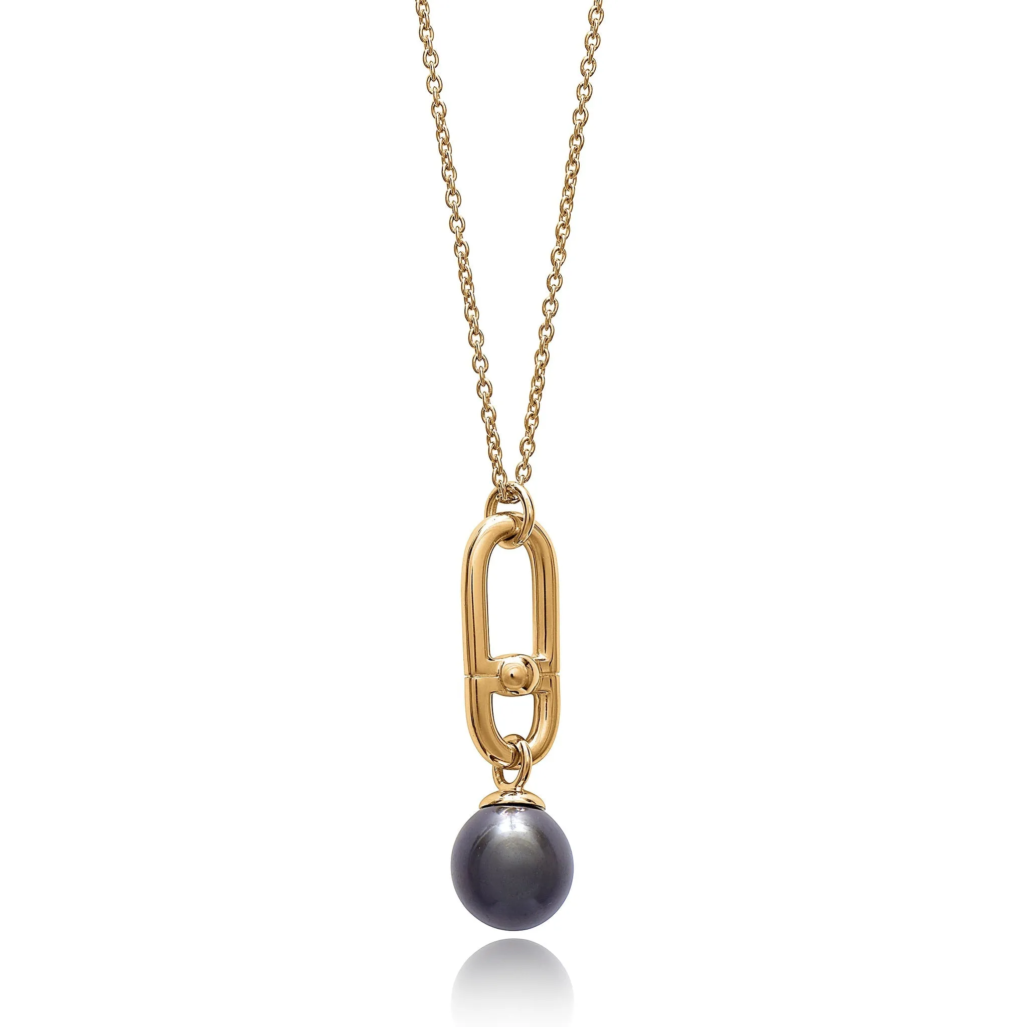 Stellar Hardware Black Pearl Necklace - Gold - BPN03GP