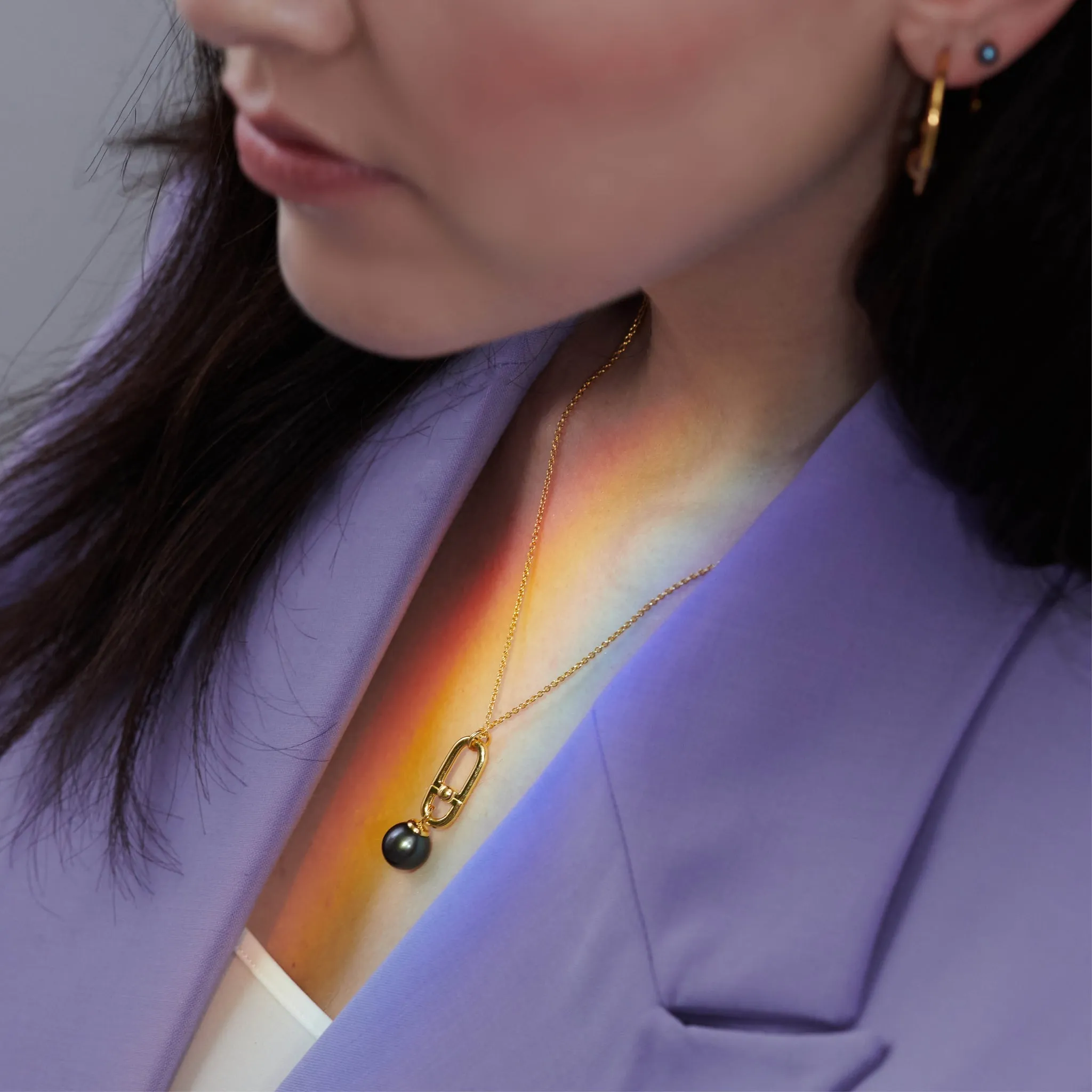 Stellar Hardware Black Pearl Necklace - Gold - BPN03GP