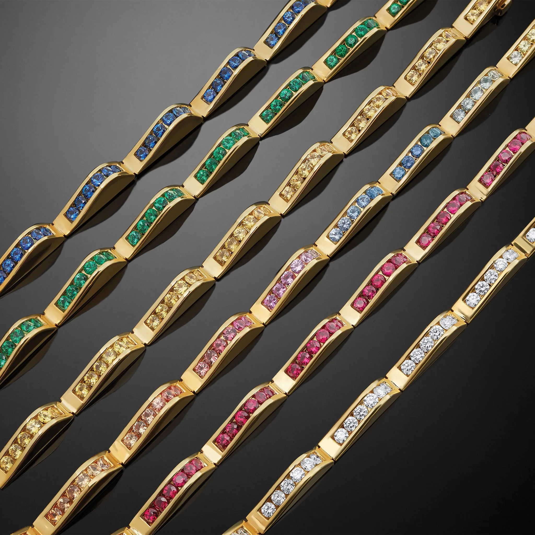 Studio 18K Gold Ruby Link Wave Bracelet