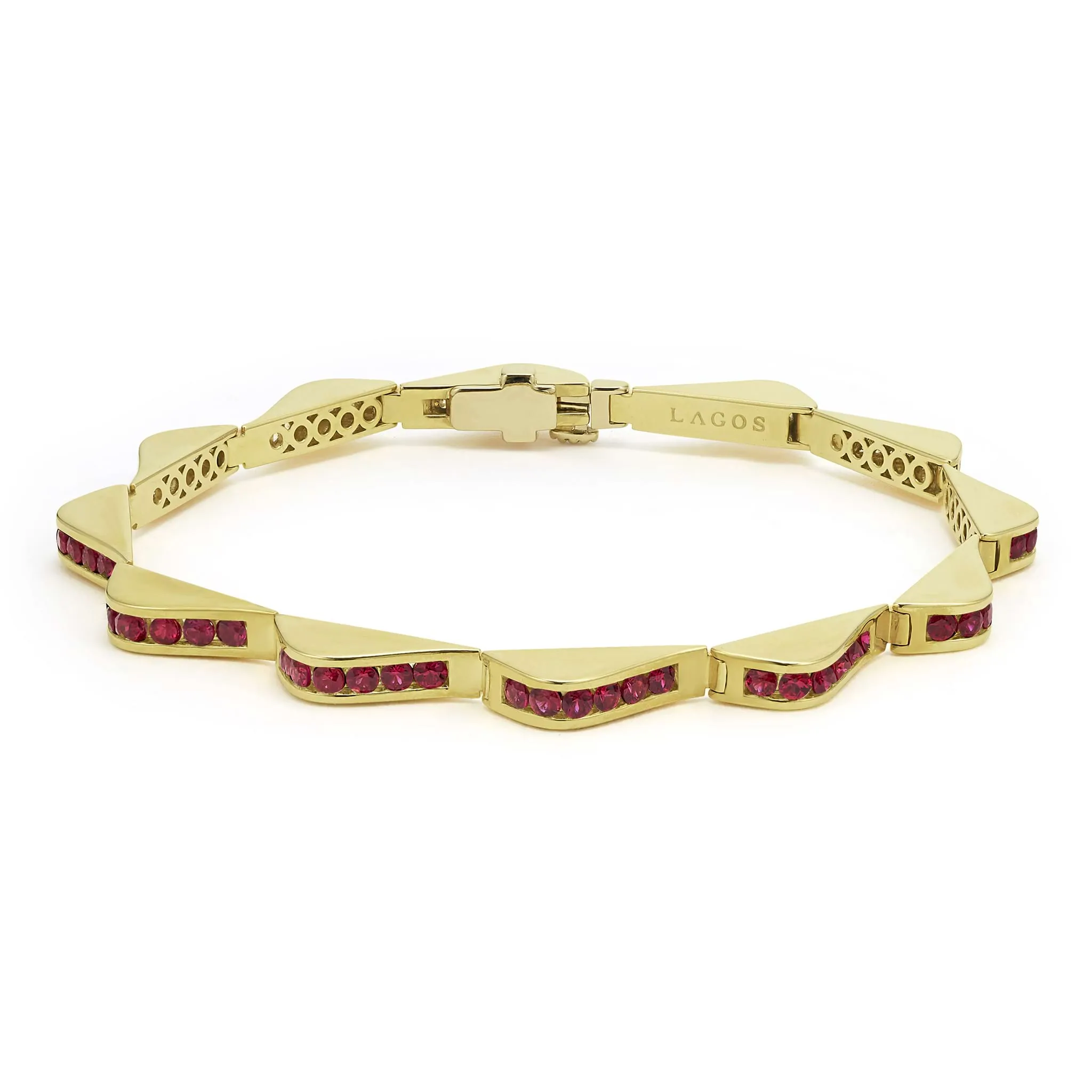 Studio 18K Gold Ruby Link Wave Bracelet