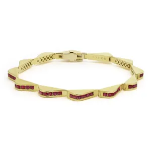 Studio 18K Gold Ruby Link Wave Bracelet