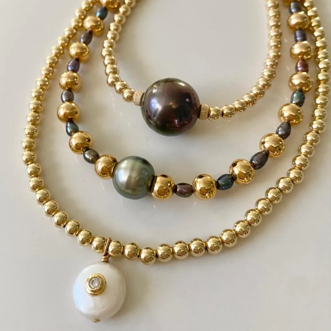 Tahitian Pearl with Gold Beads - Ohana